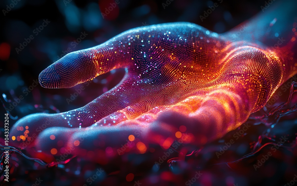 Poster engaging artwork of a digital hand manipulating flowing data, emphasizing aidriven video generation 