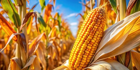 Golden corn stalks stand tall, a bounty ripe for harvest.