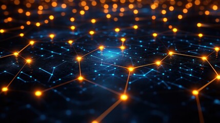 Obraz premium Illuminated network exploring the depths of connectivity in a digital landscape