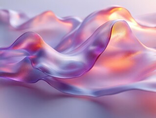 Obraz premium irregular wavy shapes in iridescent hues dance across a light background, creating a mesmerizing abstract design that captures the essence of fluid movement