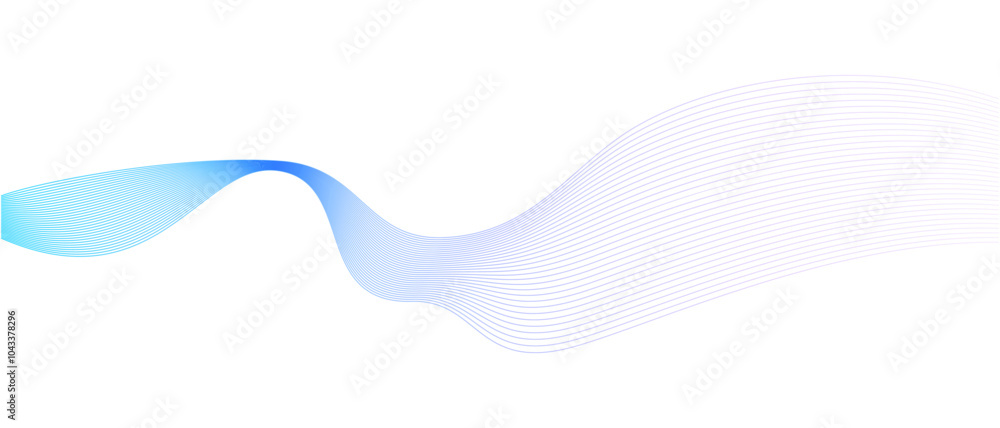 Poster Abstract vector wavy lines flowing smooth curve colorful gradient purple blue on transparent background in concept of technology, science, music, modern.