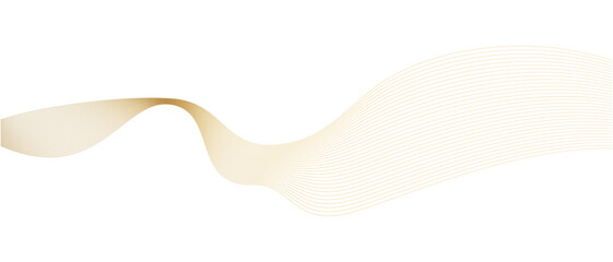 Abstract vector wavy lines flowing smooth curve gold gradient color on transparent background in concept of luxury, technology, science, music, modern.