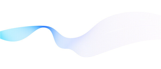 Abstract vector wavy lines flowing smooth curve colorful gradient purple blue on transparent background in concept of technology, science, music, modern.