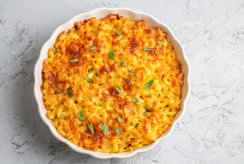 Traditional North American dish. Baked pasta with cheese.