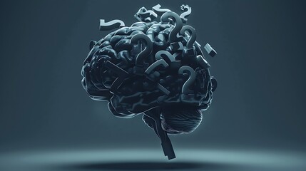 Human brain made of question marks