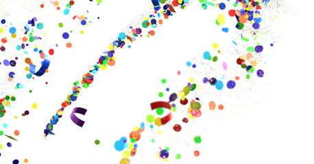 Multicolored paper confetti on transparent background. Realistic confetti flying. Colorful scattered items to holiday decorations. transparent PNG