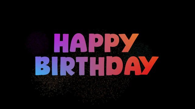happy birthday design with firework and black background