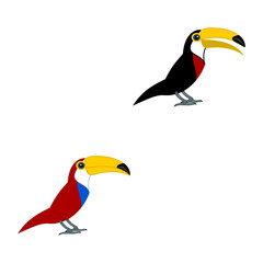 Naklejka premium Print pattern to decorate object with red and black toucan on white background - vector