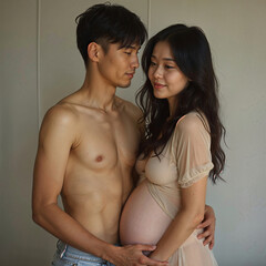 Naklejka premium portrait of a pregnant couple 