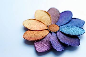 Close-up shot of a flower brooch on a white surface