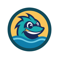 Obraz premium River mascot logo vector illustration.