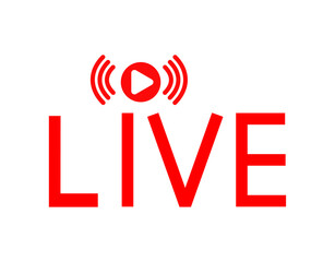 Live streaming red icon isolated on white background