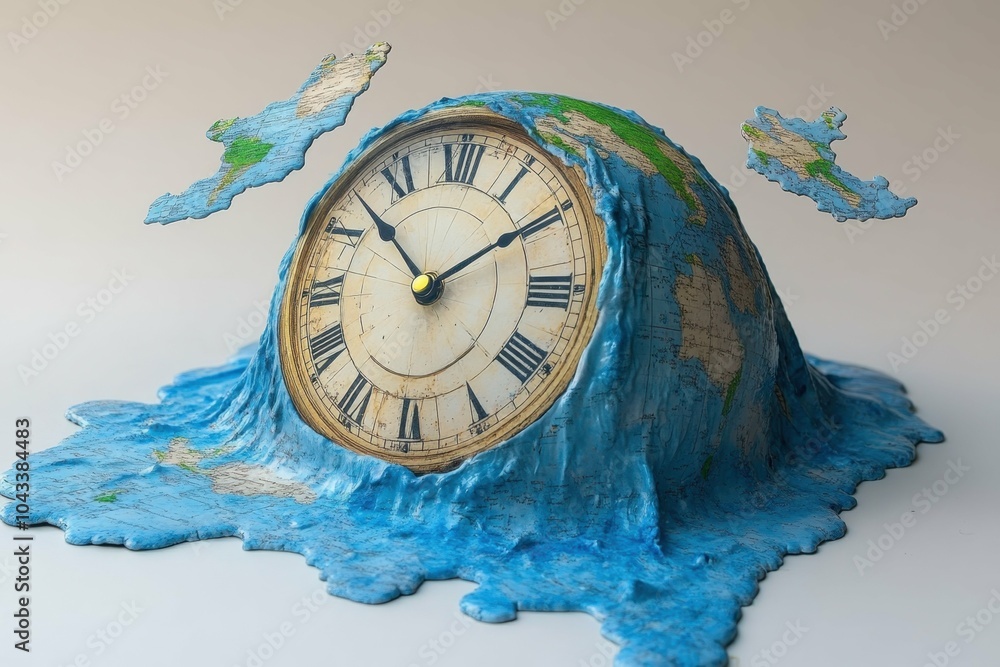 Aufkleber a melting clock draped over a globe symbolizing the urgency of addressing climate change before it’s