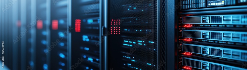 Aufkleber high-tech server room with glowing lights, showcasing advanced technology and connectivity in a mode