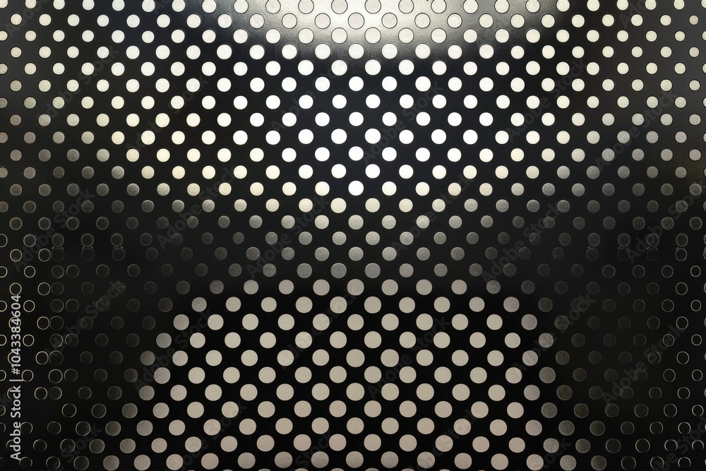 Poster a close-up view of a metal surface featuring circular patterns, suitable for use in industrial or te