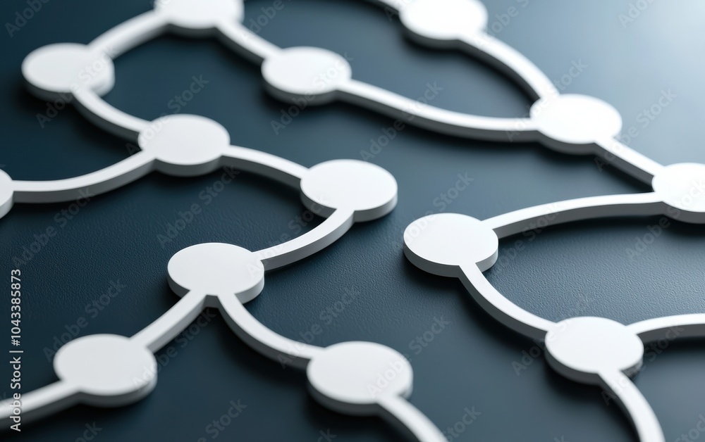 Poster abstract white network nodes on dark background, symbolizing connectivity and interaction in digital