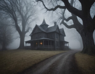 Una luce misteriosa si diffonde tra gli alberi spogli, attirando figure spettrali che si avvicinano silenziose nella notte.