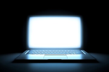 laptop on black background