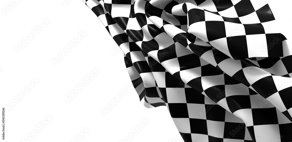 Poster Black and white checkered abstract background. Race background with space for text. Racing flag