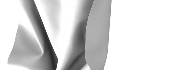 A white fabric drapes gracefully, creating a smooth and abstract texture. The folds and waves of...