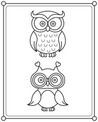 Cute owl suitable for children's coloring page vector illustration