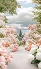 _A_path_leading_to_an_enchanted_castle_surrounded,a_garden_filled_with_lots_of_purple_and_white_flowers,a_garden_filled_with_lots_of_purple_and_white_flowers,generation AI
