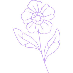 Minimalist Purple Flower Line Art – Simple Floral Outline Illustration