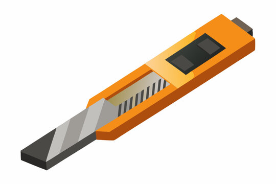 orange utility knife isometric view clip art preview