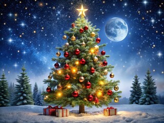 Obraz premium Enchanting Night Photography of Christmas Countdown with Twinkling Lights and Festive Decor