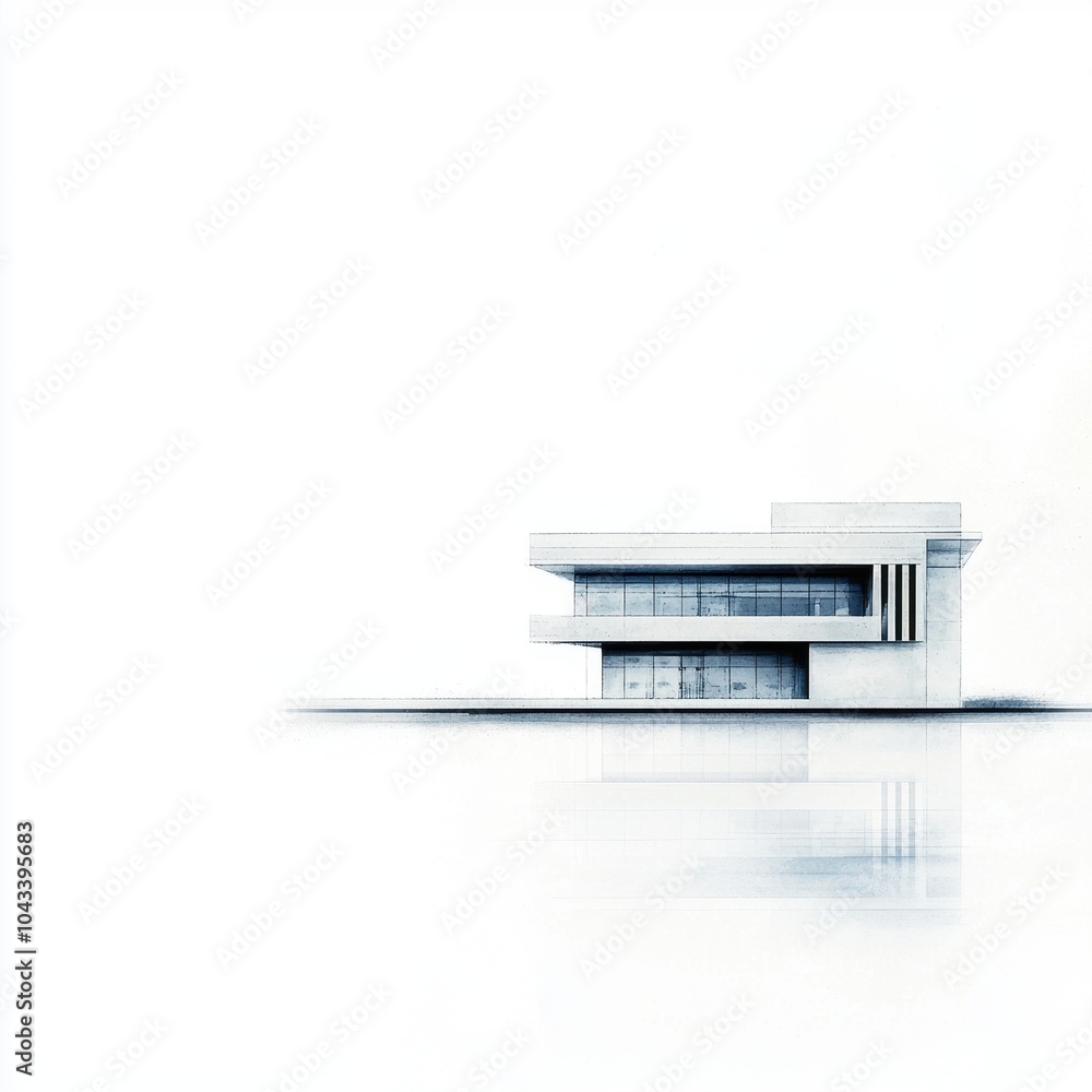 Poster modern smart building architectural blueprint design