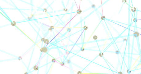 Abstract Network Graphic with Colored Lines and Nodes