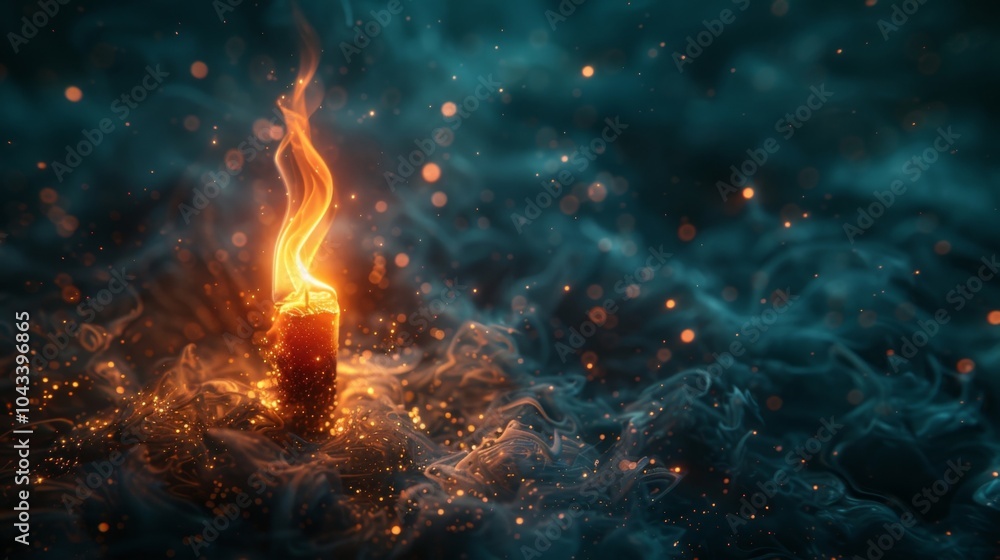 Poster the persistent flame of a torch piercing through the blackness of the cosmos a reminder of the timel