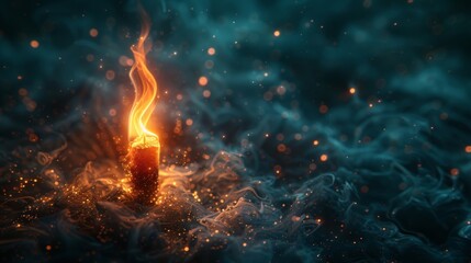 The persistent flame of a torch piercing through the blackness of the cosmos a reminder of the timeless essence of the universe.