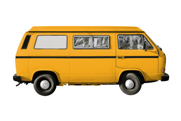 Yellow campervan png sticker, transparent background