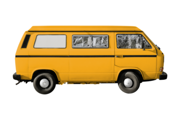 Yellow campervan png sticker, transparent background