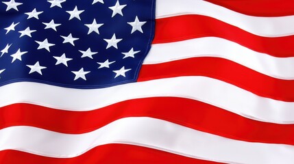 Close-up of the US flag in motion, stars and stripes clearly visible, emphasizing the dynamic flow and iconic design of the national symbol