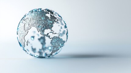 A 3D rendering of a blue and grey earth globe on a white background.