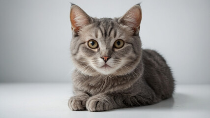 Obraz premium cute grey cat with white background