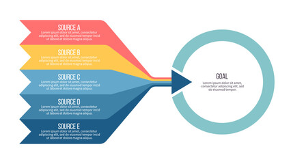 Business infographic template. Arrow chart with 5 options, steps. Vector chart.