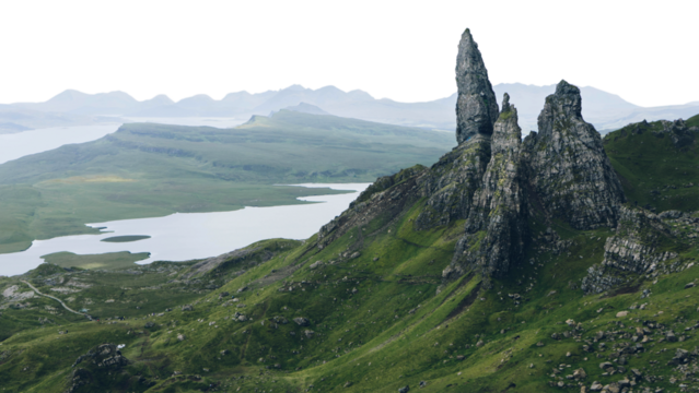 Scottish Highlands png border, transparent background