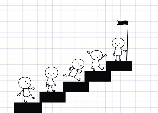 Team support help success, teamwork to progress and success together, company growth step or employee development, team achievement concept
