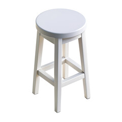 3d rendering style of White wooden stool, simple style, round shape, isometric, isolated on transparent