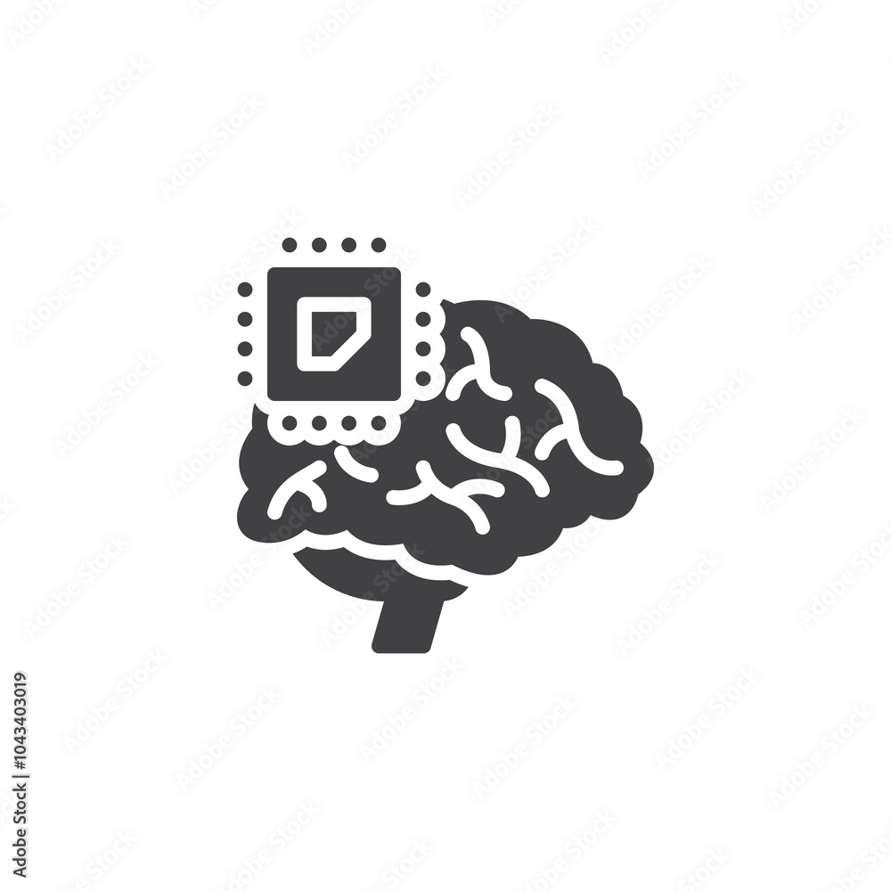 Poster a robotic brain with microchip vector icon