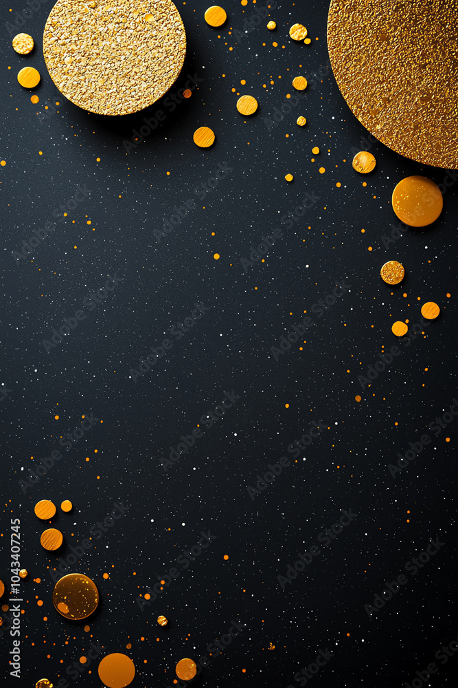 Poster captivating golden circles on a dark background a luxurious abstract design with sparkling elements