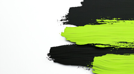 Fototapeta premium Dynamic brush strokes a creative fusion of neon green and bold black on a minimalist canvas