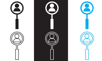 Recruitment solid web and editable stroke icon set. Vector illustration isolated on white and black  background. EPS 10