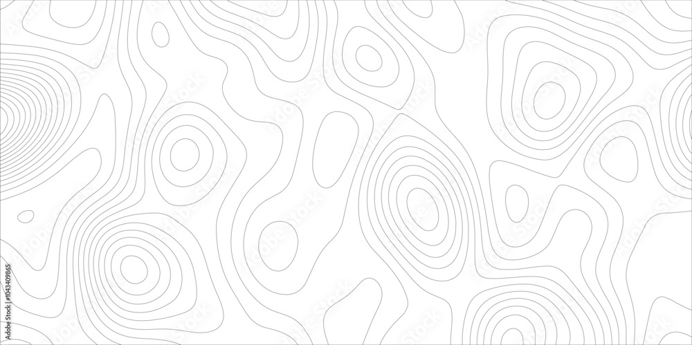 Poster Ocean topographic line map with curvy wave isolines vector illustration. Abstract topographic contours map background, Vector contour topographic map. Cartography texture abstract banner use.	
