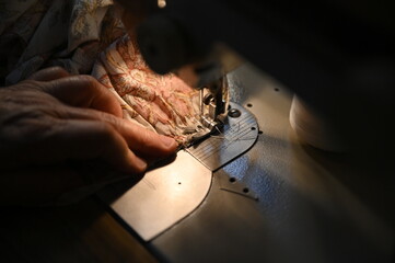 Hand Sewing Lace Fabric on a Vintage Sewing Machine
