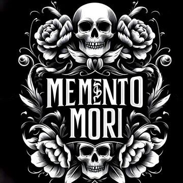Memento Mori gothic ornament design with skulls and roses