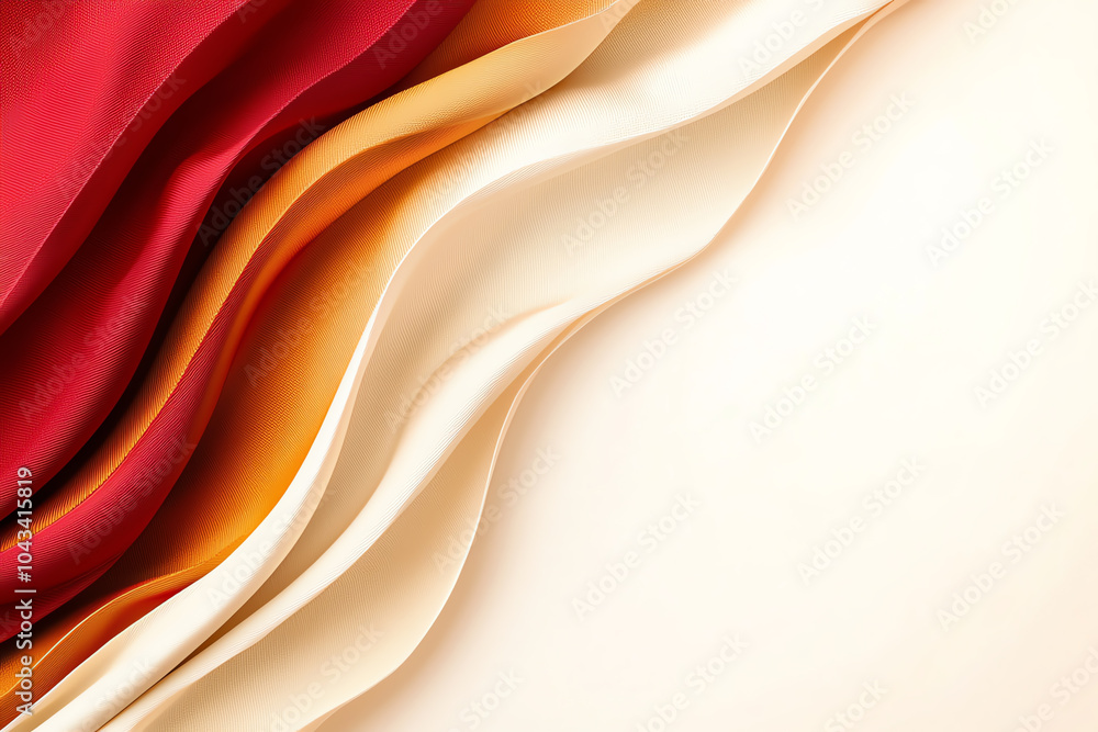 Poster elegant layers of fabric a visual symphony of red orange and cream textures on a soft background